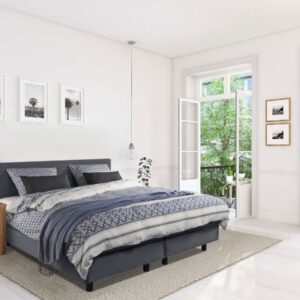 Beddenleeuw Boxspring Bed Mila - 180x210 - Incl. Pocketmatras + Hoofdbord - Skai Antraciet