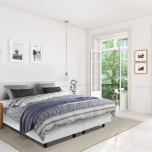 Beddenleeuw Boxspring Bed Mila - 140x210 - Incl. Pocketmatras + Hoofdbord - Skai Wit