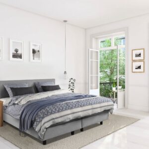 Beddenleeuw Boxspring Bed Mila - 140x210 - Incl. Pocketmatras + Hoofdbord - Grijs
