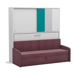 Eenpersoons opklapbed Academy - Turquoise - met roze bank - Koudschuim tot 120 KG