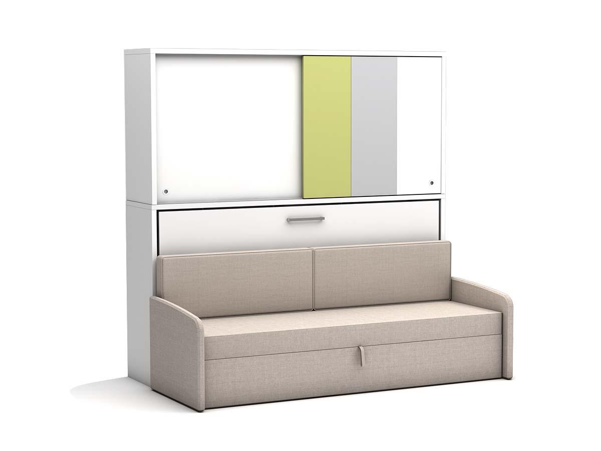 Eenpersoons opklapbed Academy - Verde - met crème bank - Koudschuim tot 120 KG