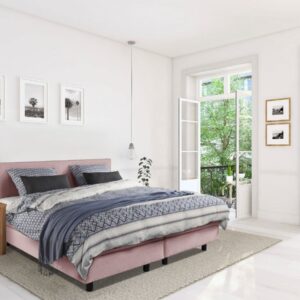 Beddenleeuw Boxspring Bed Mila - 180x220 - Incl. Pocketmatras + Hoofdbord - Oud roze