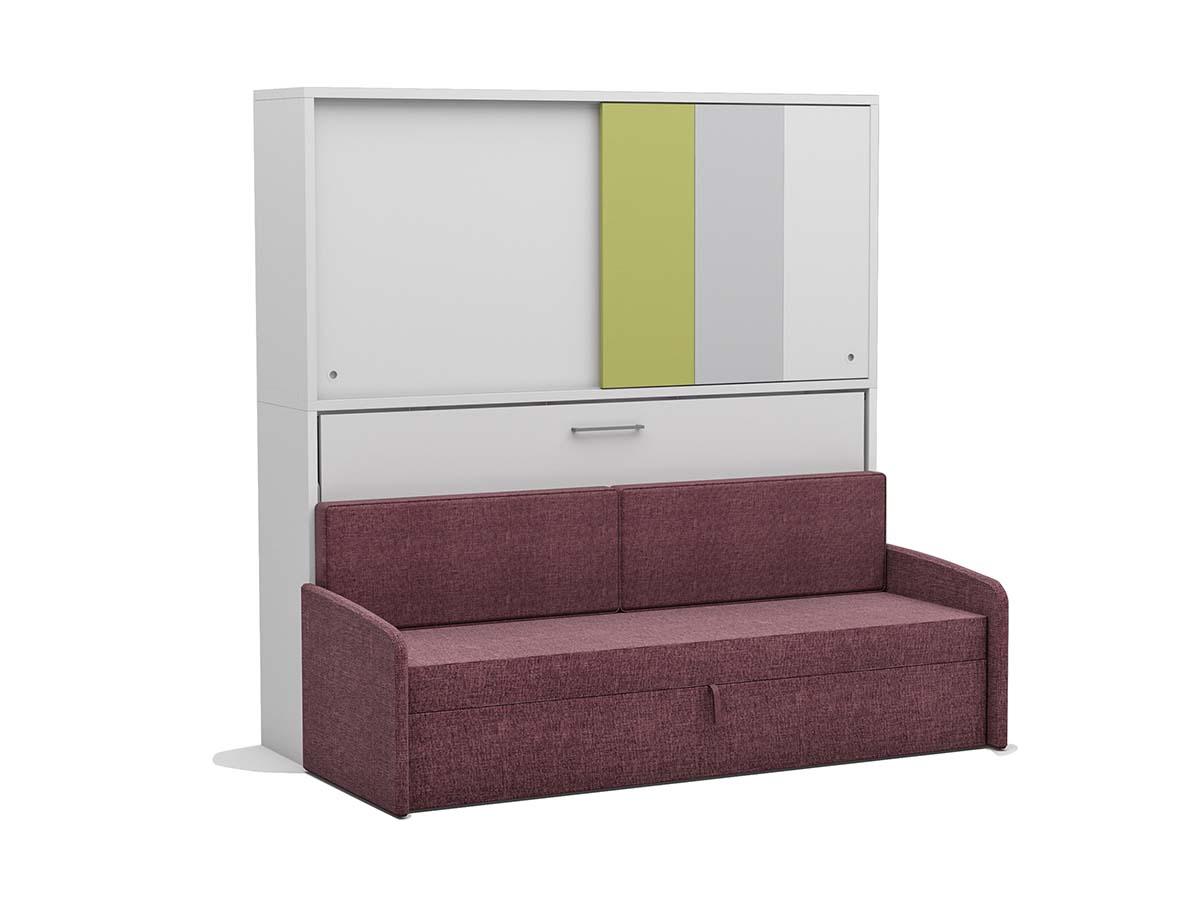 Eenpersoons opklapbed Academy - Verde - met roze bank - Koudschuim tot 120 KG